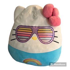 Hello Kitty Squishmallow XL Rainbow Shades Sunglasses colorful Plush Kellytoy